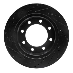 Ford F-250 Super Duty Brake Rotor (1) - Front Right - R1 Concepts - Drilled & Slotted - Black - `99-`05